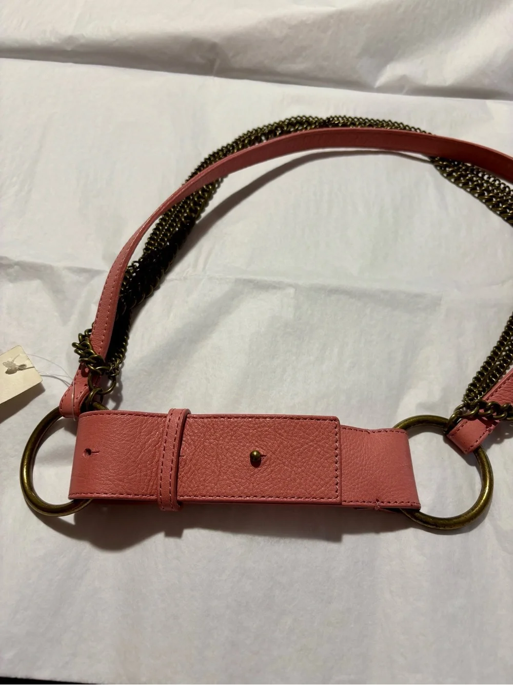 Talbot’s Women's Coral Leather Chain Belt, S, NWT